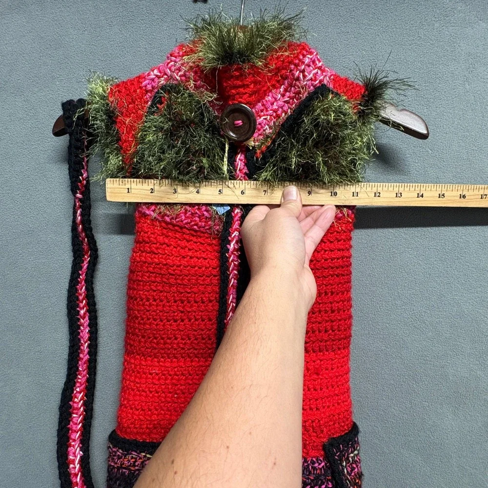 The Cottage Dog Crochet Sweater Large Red Pink Excellent Handmade Pet Vest
